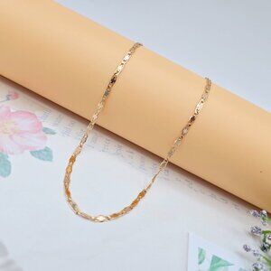 Rose Gold Flat Geometric Link Necklace for Women - 45+5cm Adjustable, XPNL0057